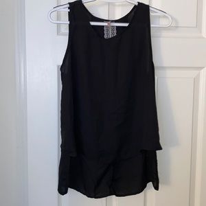Mauve Black Flowy Sliced Back Open Tank Top size medium
